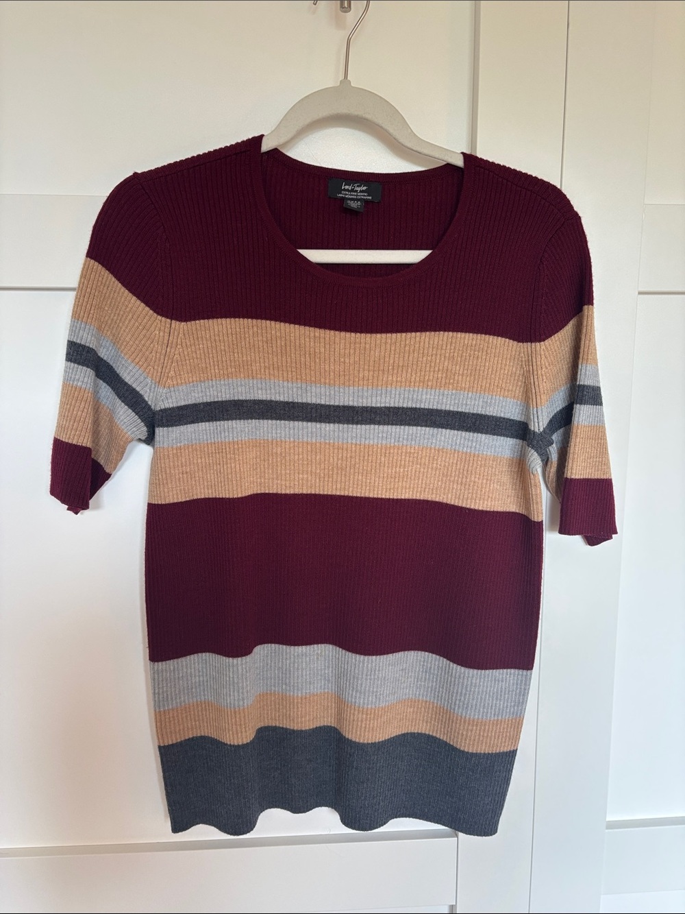 Lord & Taylor Ribbed Crewneck Sweater - Wine